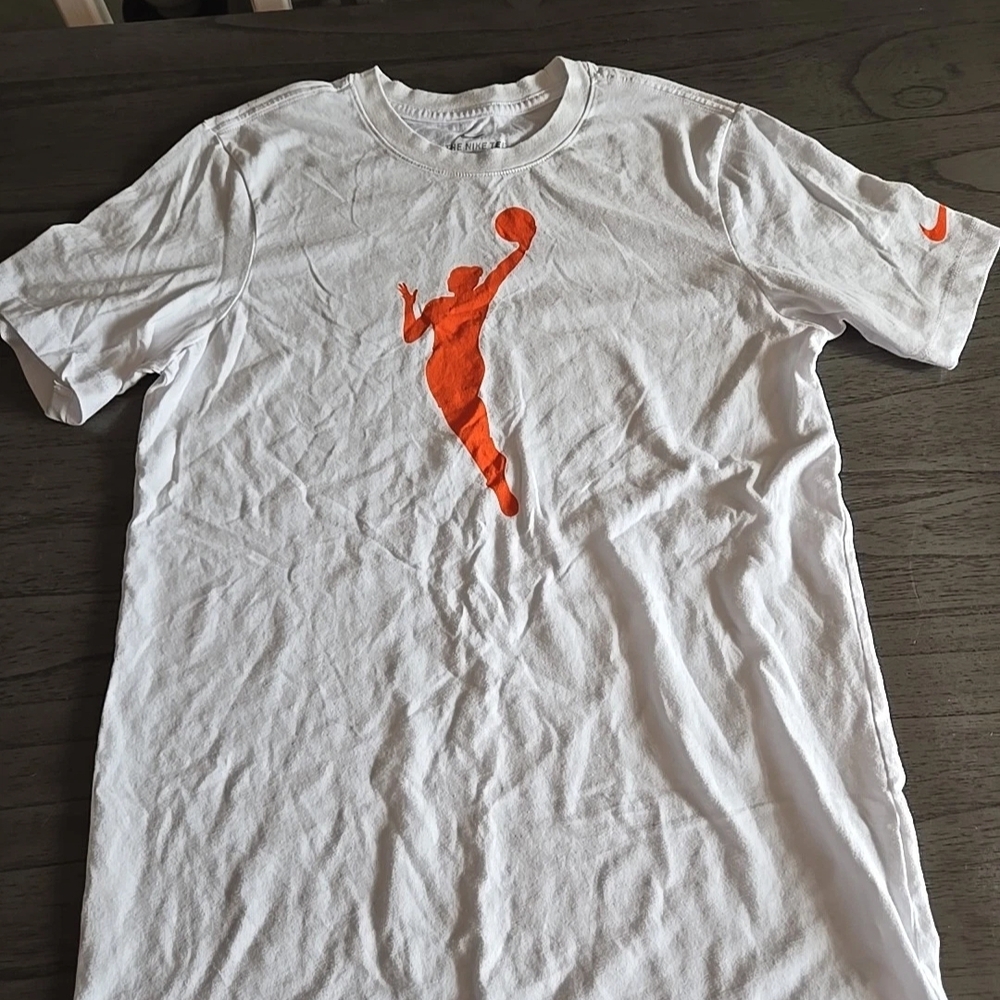 Nike Men's White Tee with Orange Basketball Graphic